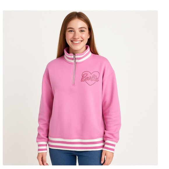 NWT Barbie Pink Pullover Sweatshirt Size L - Picture 1 of 15